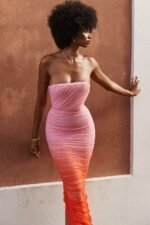 Debby Printed Gathered Mesh Corset Maxi Dress - Image 2