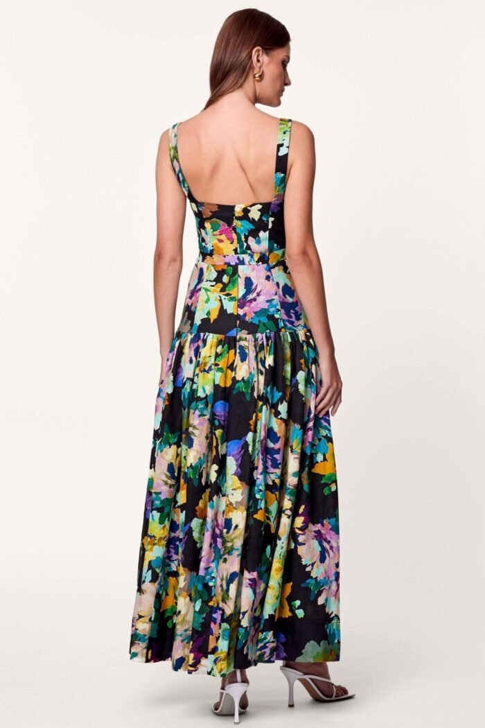 Delia Printed Belted Flare Maxi Dress - Image 4