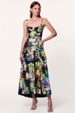 Delia Printed Belted Flare Maxi Dress - Image 2
