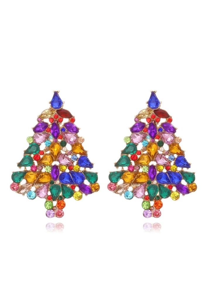 Diamante Christmas Tree Earrings - Image 1