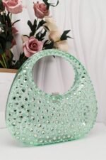 Diamante Embellished Acrylic Clutch Bag - Image 3