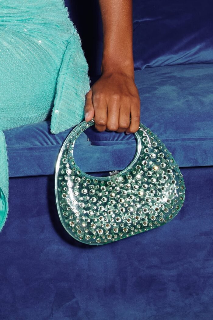 Diamante Embellished Acrylic Clutch Bag - Image 1