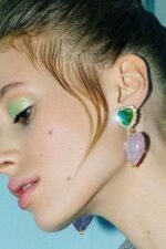 Diamante Heart Contrast Drop Earrings - Image 2