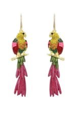 Diamante Parrot Tassel Earrings - Image 4