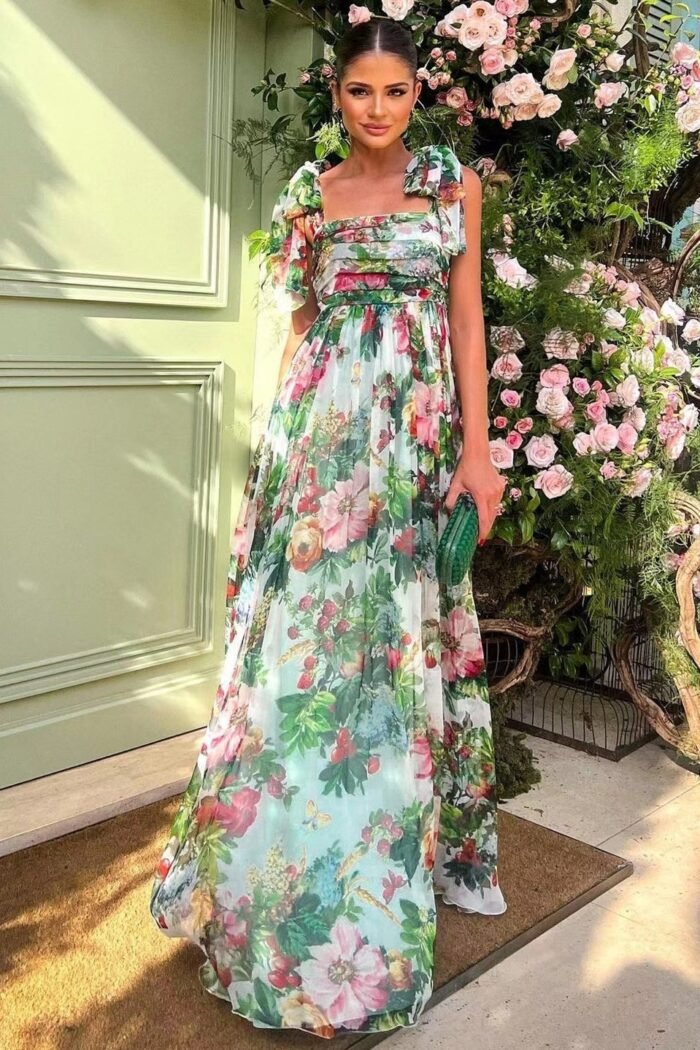 Dinah Printed Strap Maxi Dress - Image 1