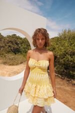 Dolly Embroidered Lace Strapless Mini Bodycon Dress - Image 3