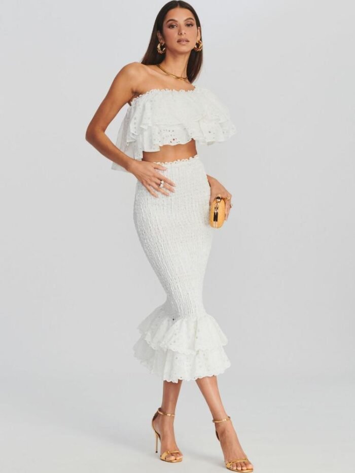 Dolly Embroidered Lace Tiered Ruffle Maxi Dress Set - Image 7