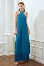 Dolores Cross Halter Neck Tassel Maxi Dress - Image 3