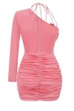 Dolores Flower Lace-up Gathered Mini Dress - Image 4