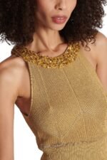 Donna Embroidered Turtleneck Midi Knit Dress - Image 3
