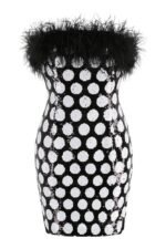 Dulcie Sequins Polka Dots Feather Mini Dress - Image 5