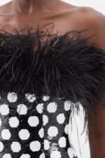 Dulcie Sequins Polka Dots Feather Mini Dress - Image 4