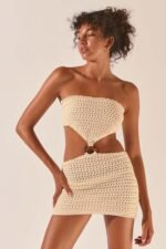 Edna Strapless Cut-out Crochet Mini Dress - Image 3