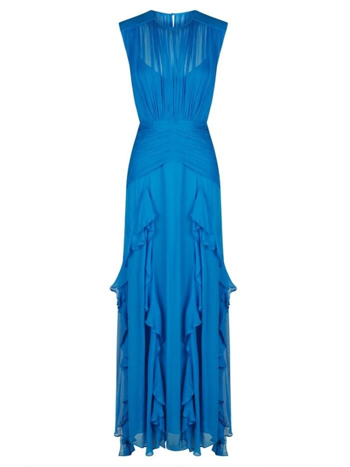 Eileen Pleated Round Neck Ruffle Maxi Dress - Image 6
