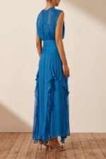 Eileen Pleated Round Neck Ruffle Maxi Dress - Image 5