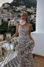 Elise Jacquard Ruffle Maxi Slip Dress - Image 3