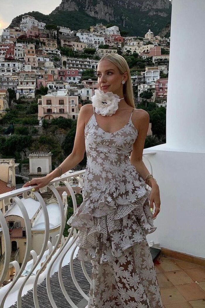 Elise Jacquard Ruffle Maxi Slip Dress - Image 3