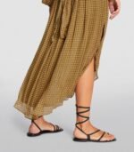 Eliza Plaids Printed Chiffon Belted Midi Dress - Image 3