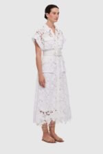 Elizabeth Short Sleeves Lace Midi Dress - Image 4