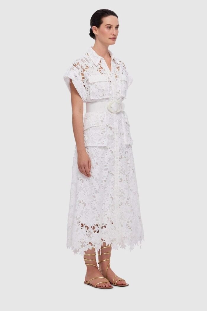 Elizabeth Short Sleeves Lace Midi Dress - Image 4