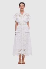 Elizabeth Short Sleeves Lace Midi Dress - Image 3