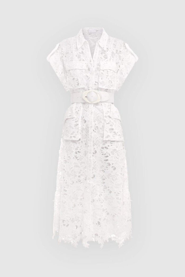 Elizabeth Short Sleeves Lace Midi Dress - Image 6