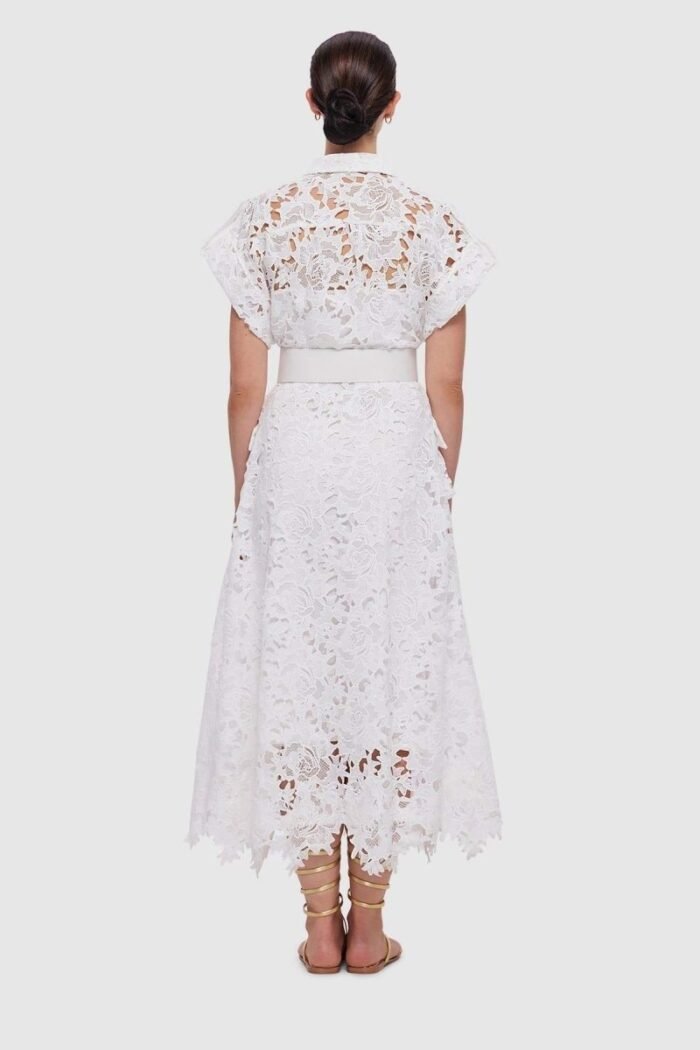 Elizabeth Short Sleeves Lace Midi Dress - Image 5