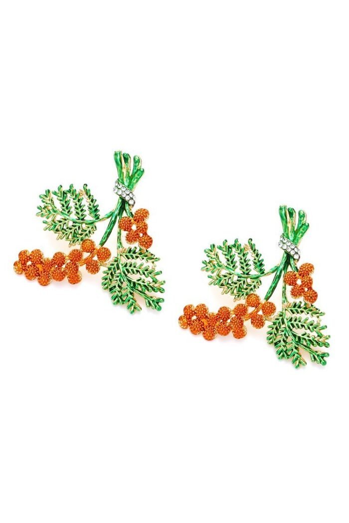 Enamel Red Pine Cone Earrings - Image 4