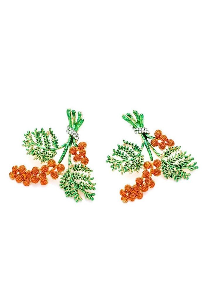 Enamel Red Pine Cone Earrings - Image 1