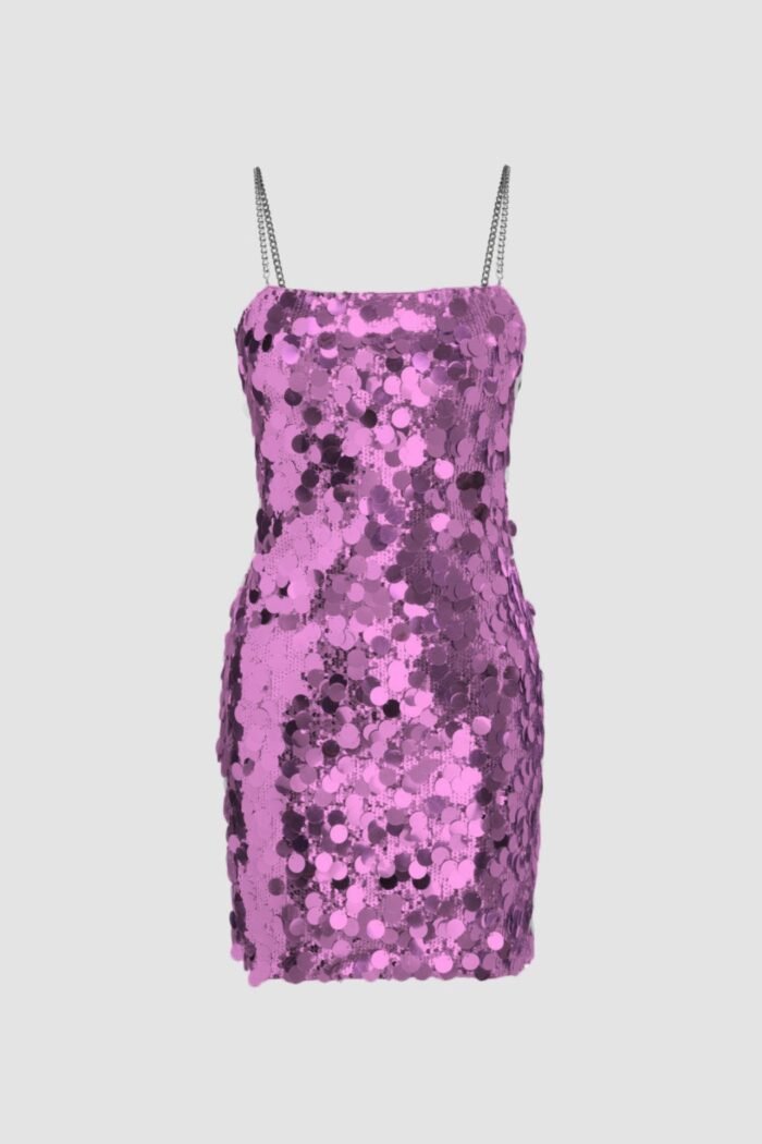 Erica Sequins Metal Chain Mini Dress - Image 2
