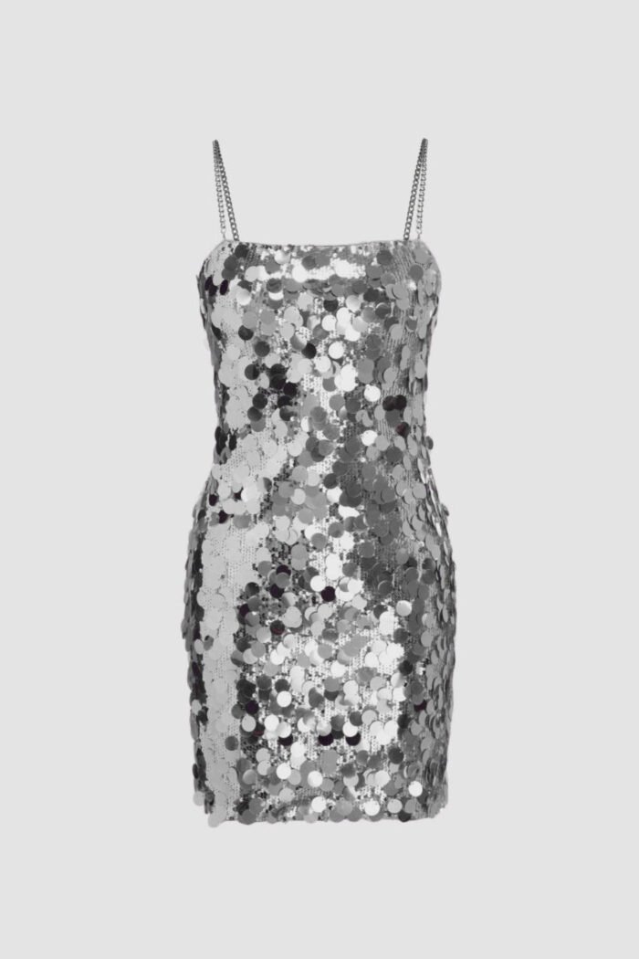 Erica Sequins Metal Chain Mini Dress - Image 4
