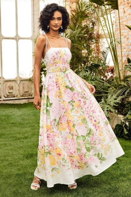 Estra Floral Printed Maxi Slip Dress