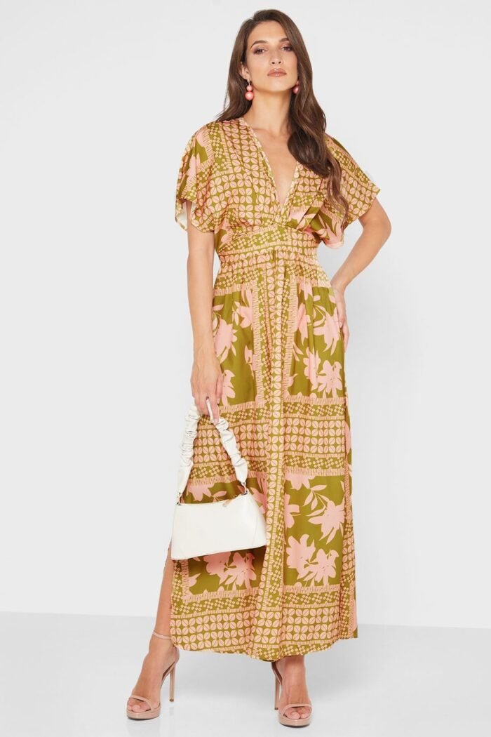 Eunice Printed V-neck Maxi Dress - Image 1