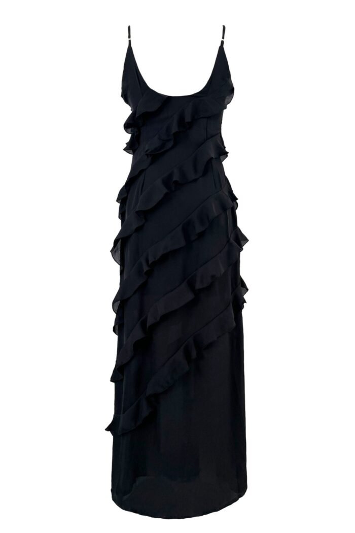 Eve Chiffon Ruffled Maxi Slip Dress - Image 15