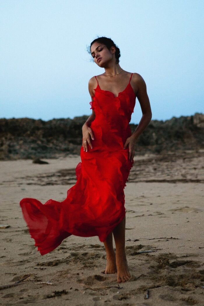 Eve Chiffon Ruffled Maxi Slip Dress - Image 2