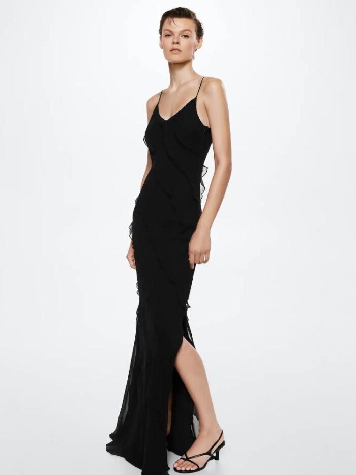 Eve Chiffon Ruffled Maxi Slip Dress - Image 11