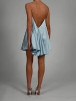 Fanny Metal Chain Satin V-neck Mini Doll Dress - Image 18