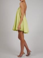Fanny Metal Chain Satin V-neck Mini Doll Dress - Image 4