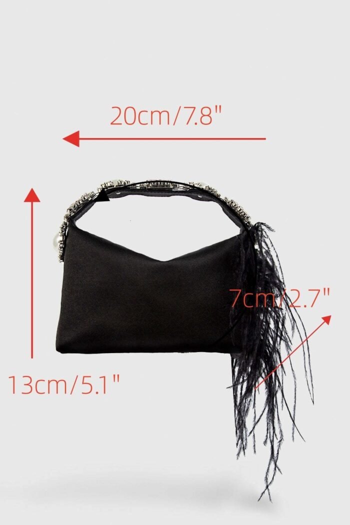 Feather Diamante Satin Bento Bag - Image 4
