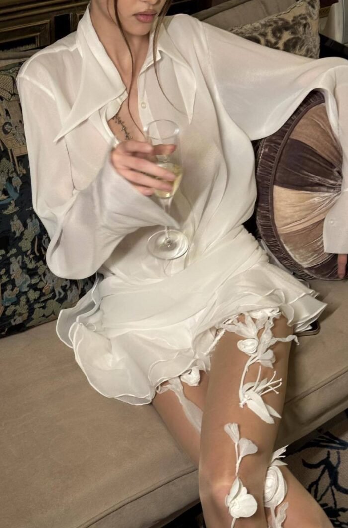 Felicia Chiffon Mini Shirt Dress - Image 2