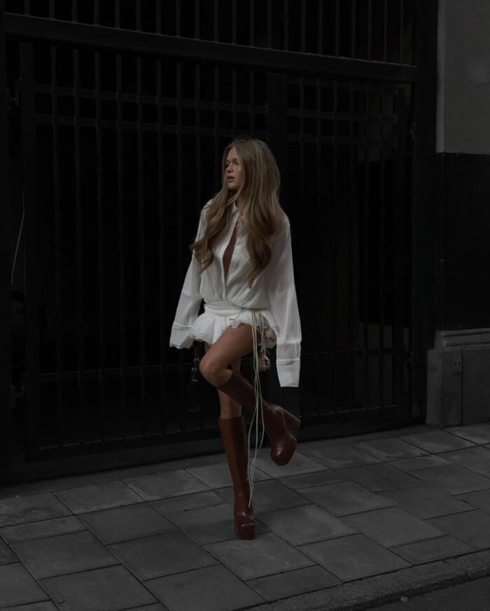 Felicia Chiffon Mini Shirt Dress - Image 6