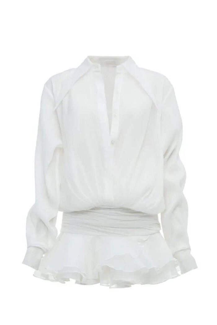 Felicia Chiffon Mini Shirt Dress - Image 11