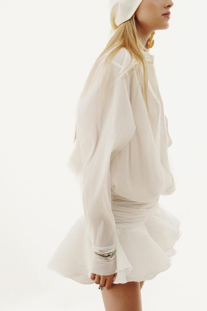 Felicia Chiffon Mini Shirt Dress - Image 5