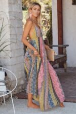 Freda Print Stripe Backless Maxi Sundress - Image 3