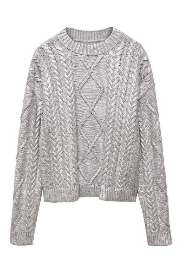 Genevieve Metallic Foiled Cable-knit Sweater - Image 7