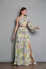 Gertrude Printed Cut-out Asymmetry Maxi Dress - Image 3