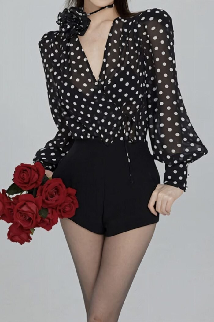 Gilda Polka Dot Long Sleeve Blouse - Image 3