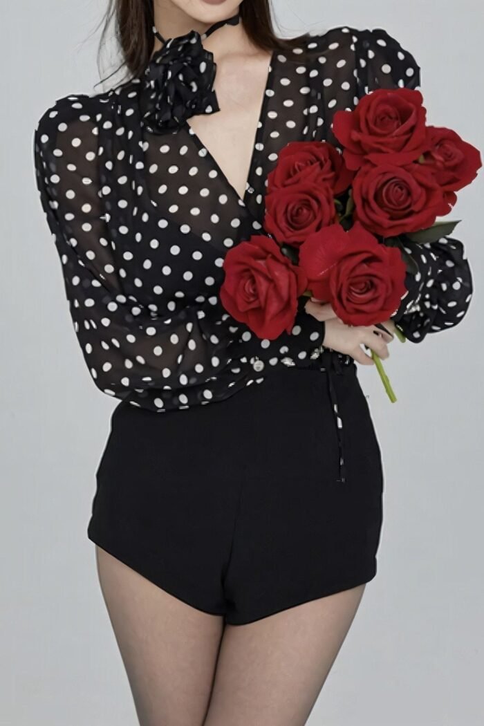 Gilda Polka Dot Long Sleeve Blouse - Image 5
