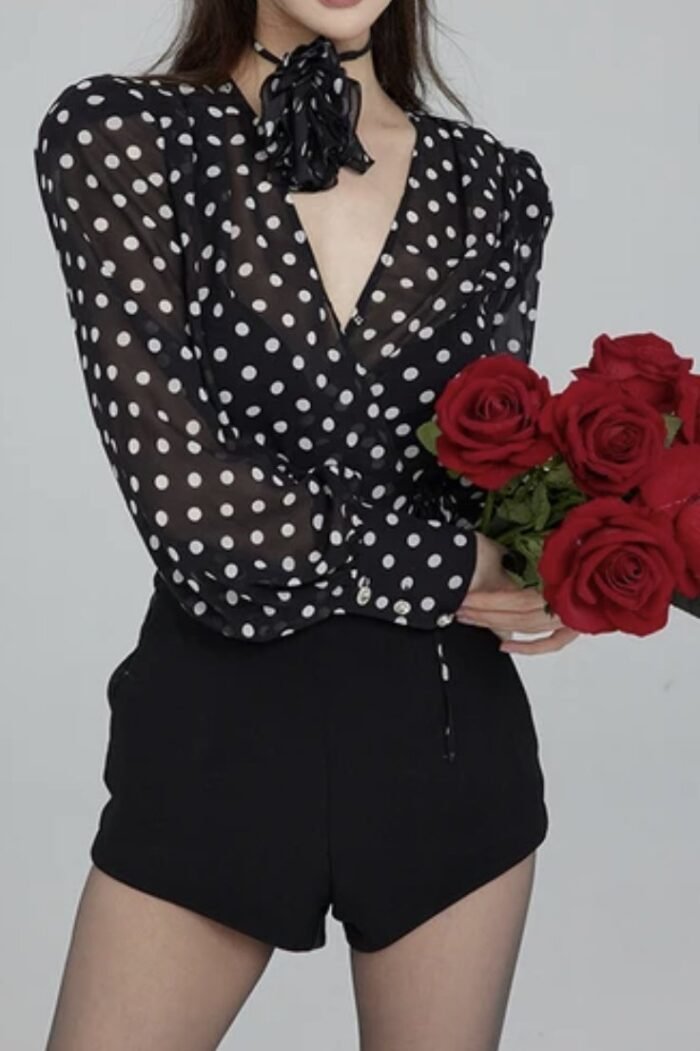 Gilda Polka Dot Long Sleeve Blouse - Image 4