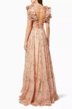 Ginny Printed Ruffle Lace Up Chiffon Maxi Dress - Image 10